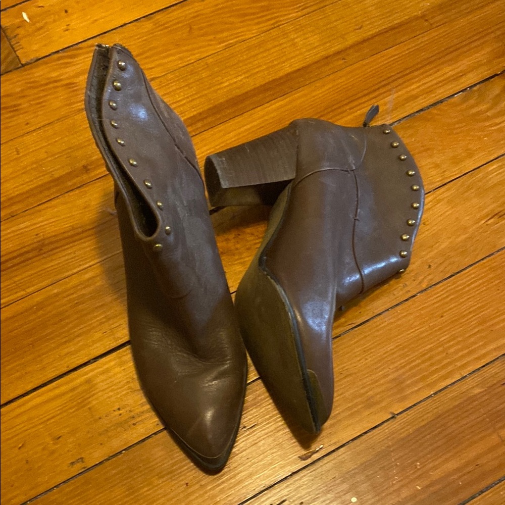 Brown Studded Ankle Boots